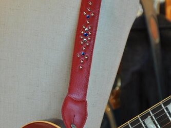 ギターストラップ赤　スタッズの画像
