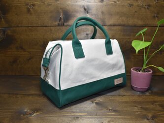 キャンバス　ツートーン・ミニボストン（生成×グリーン）ー受注生産品ーの画像