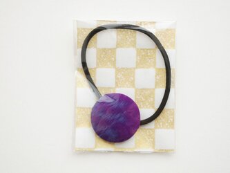 着物クルミボタン　ヘアゴム　紫　銘仙　着物リメイクの画像