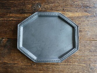 八角ドットリム皿（黒マット）の画像