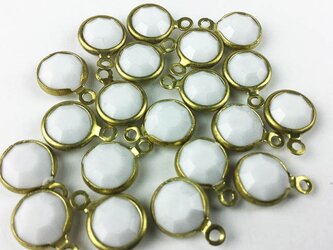 送料無料　チャーム　丸　20個　ゴールド/ホワイト　ビーズチャーム　ラウンド　アクセサリートップ　（AP0007）の画像