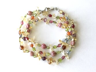 シトリンのリース　ピンク色のつぼみのネックレス No.３［メタルフリー も選択可能］の画像
