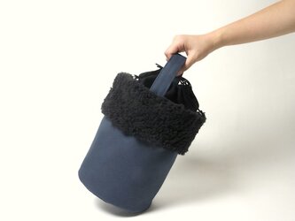 ふわふわファー バケツバッグ グリーンの画像