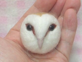 存在感バツグン♪ ☆メンフクロウ☆野鳥シリーズ★マグネット/ブローチどちらか選択　羊毛の小鳥　羊毛フェルト【受注製作】 猛禽類の画像