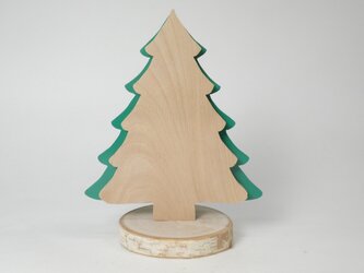 木製　クリスマスツリーの置物の画像