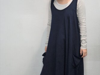 藍染　タンクトップワンピース　無地染めの画像