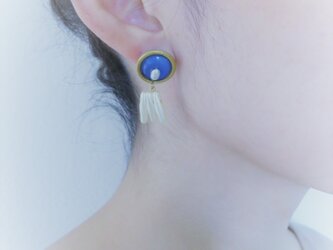ヴィンテージブルー＆パールピアス vintage pearl earrings <PE-plbl>の画像