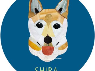 柴犬３：青《犬種名ステッカー/小型犬》の画像