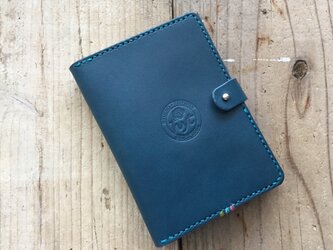 牛革　パスポートケース　ブルー ギフト　トラベル革小物の画像