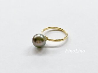 受注製作・タヒチパールとK18のシンプルリングの画像
