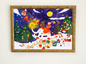 【受注制作】もしぞうのクリスマス【額装済プリント版】の画像