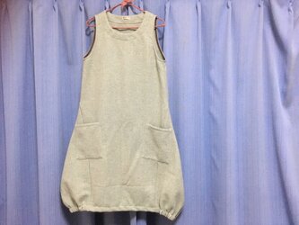 バルーンワンピ★厚手ウール100%★ライムグリーンツイーの画像