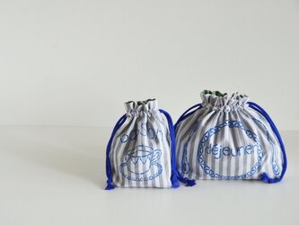 コップ袋＆お弁当袋セット  ストライプグレー   入園入学グッズ、お習い事に 名入れ無料　の画像