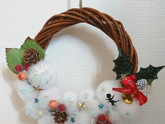ホワイトクリスマスリースの画像