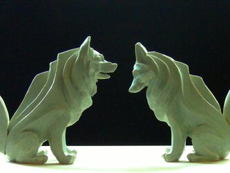 陶塑　2018年「干支（戌）」作品　シベリアンハスキー　阿吽（あうん）狛犬　限定2点セットの画像
