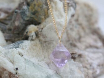 Rough Rock Fluorite Necklace　パープルフローライトの原石ネックレス　14KGFの画像