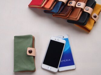 ぶた革＊ｽﾏﾎｹｰｽ【緑】多機種対応＊シンプルだけど個性的やわらかなスマホカバー手帳型（iphone8,xperiaの画像