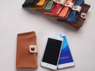 ぶた革＊ｽﾏﾎｹｰｽ【ｷｬﾒﾙ】多機種対応＊シンプルだけど個性的やわらかなスマホカバー手帳型（iphone8,xperiaの画像