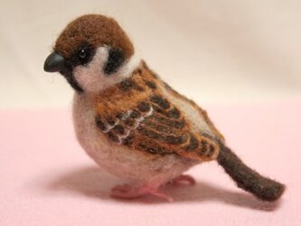羊毛フェルト　小さな野鳥（スズメ）の画像