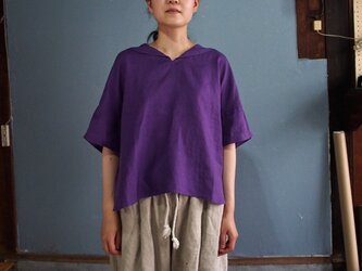 プルーンで染めたセーラーカラーブラウス　[ボタニカルダイ] 8411-03001-00の画像
