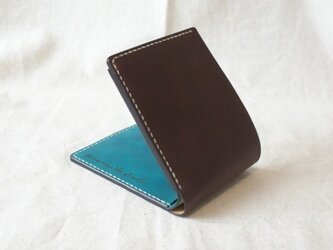 二つ折り財布《DarkBrown&TurquoiseBlue》の画像
