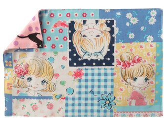 入園用品に 両面使えるランチョンマット★キュートガール&黒猫★の画像