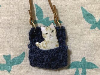七宝 猫 ピンバッチネックレス 茶トラの画像