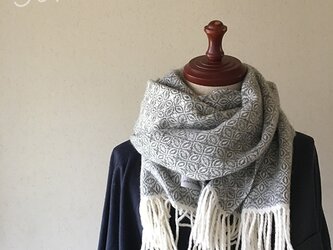 [再販]手織りオーバーショットカシミヤマフラー　gray　の画像