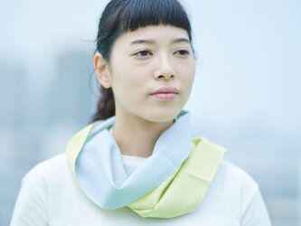 てぬぐい Oo[ワオ] Yellow × Gray 【Sサイズ】の画像