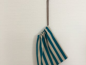 ストライプ大きなきんちゃく（スカイブルー）の画像