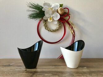 漆器カップ   2点セット(黒と白黒) 【FLOREPOLIE】 漆塗り モダンデザインの画像