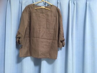 【tomoさまｵｰﾀﾞｰ品】ツイストブラウス★リネン100％★バーガンディの画像