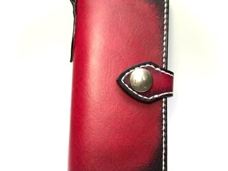 ビンテージレッドスマホレザーケースiPhoneなど各スマホ対応の画像