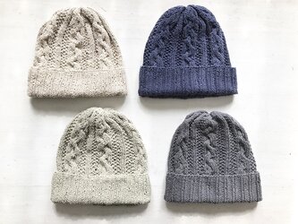 コットン帽子・６０[なわ編み×かのこ編み]の画像