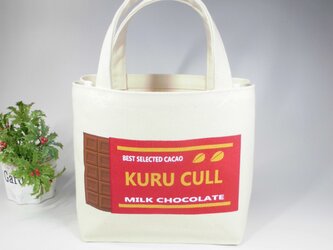 【受注制作】国産6号帆布ハンドプリント　ランチバッグ　ミルクチョコレートの画像