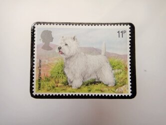 イギリス　犬 切手ブローチ3417の画像