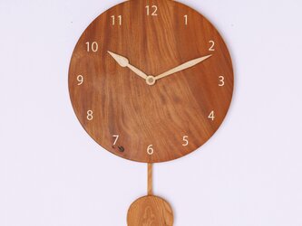 木製 振り子時計 丸型　ケヤキ材12の画像