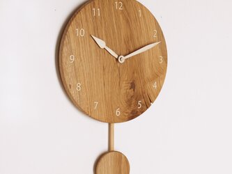 木製 振り子時計 丸型　楢材13の画像