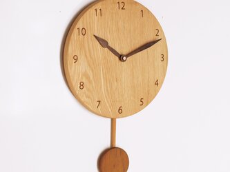 木製 振り子時計 丸型　楢材14の画像