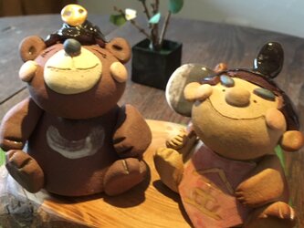 【五月飾り・端午の節句】金太郎とクマさん　陶器　の画像