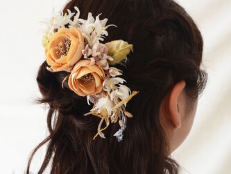 ＊染め花＊野ばらの庭（二輪）コーム／卒業式・成人式にもお勧めの画像