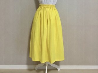 コットンリネン(レモン) ◇ワッシャー加工　ギャザースカート　ハーフリネン　綿麻の画像