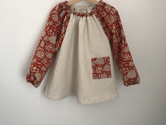 【幼稚園ご準備品】きのこ柄スモック サイズ110の画像