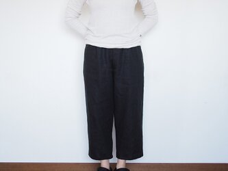受注製作　リネンクロップトパンツ　ブラックの画像