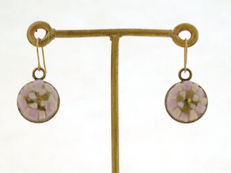 花柄モザイクの18Kピアス　（ベビーピンク）の画像