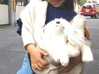 犬用抱っこ紐　犬用抱っこ紐 黒×生成り 麻55%綿45%の画像