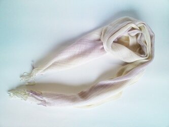 手織 コットンストール 藤色×生成グラデーション 巾30cmの画像