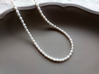 淡水パールのネックレス ■ 14KGF ホワイト ■ ライス　5-6ｍｍ