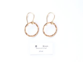 【14kgf】月ピアス／槌目／S（フックタイプ）　ゴールド　華奢　シンプルの画像