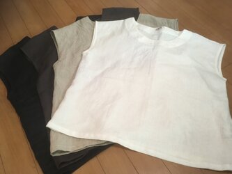 【M様オーダー品】ツイストスリーブブラウス★ネイビー他4点★リネン100の画像